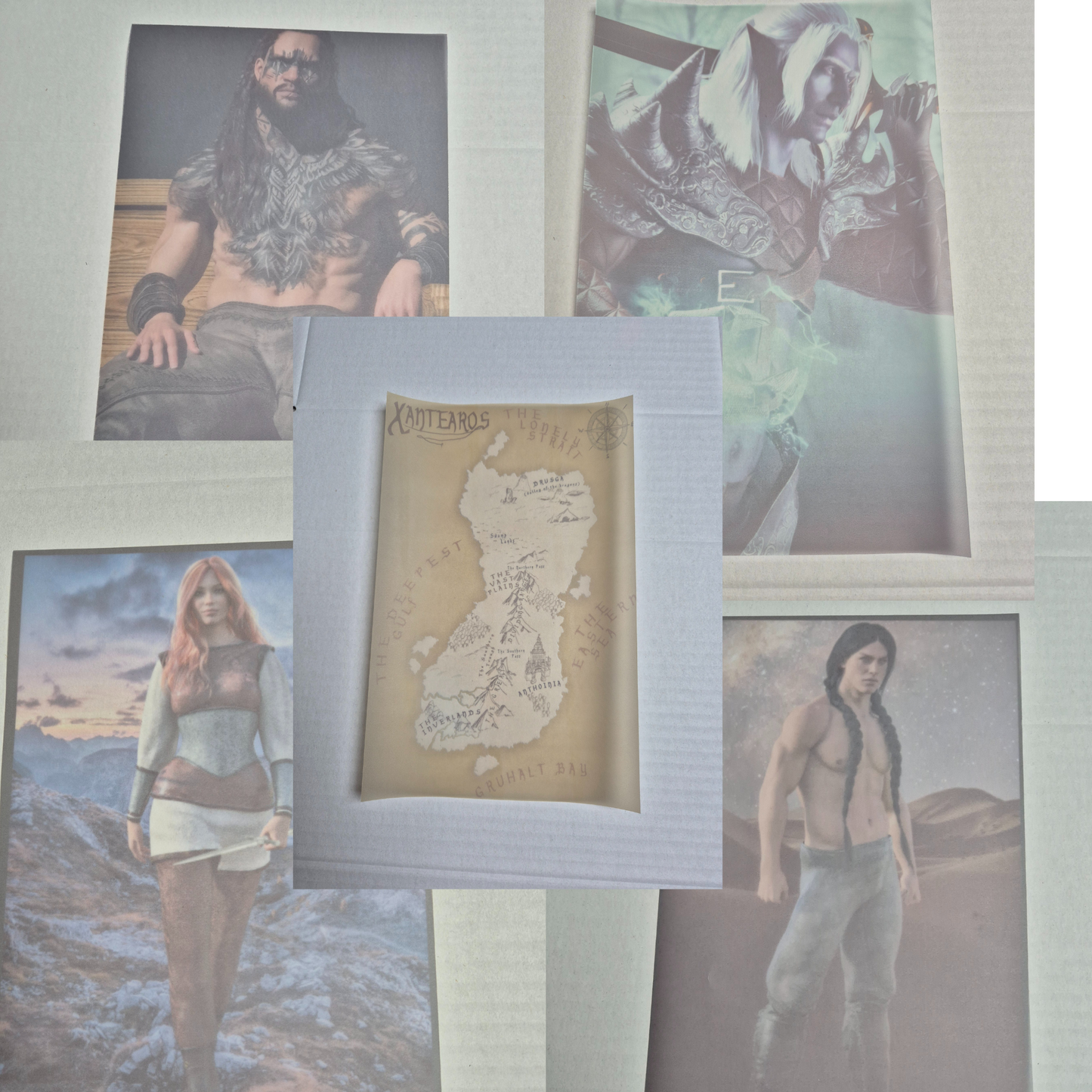 Vellum character art and map
