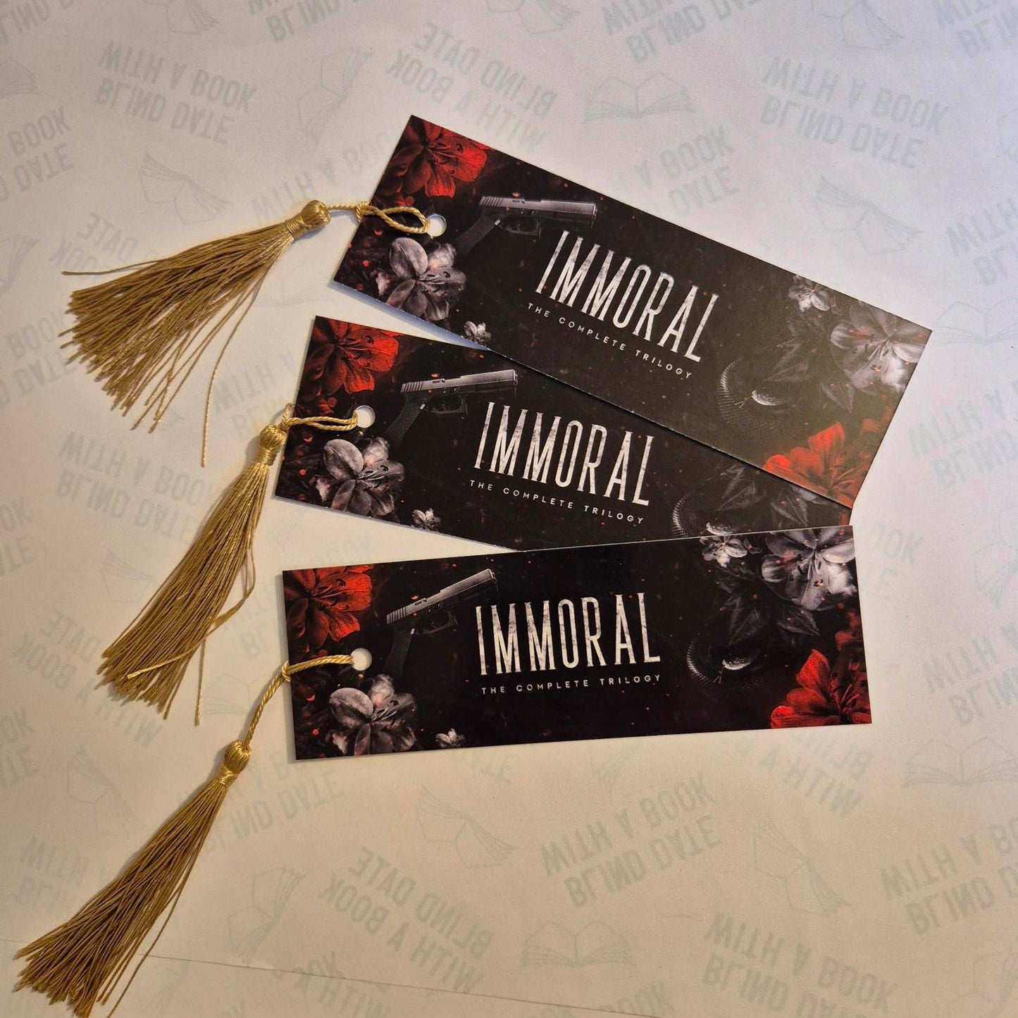 Immoral bookmarks with gold tassel