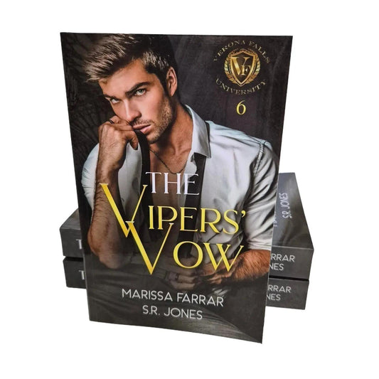 Paperback of The Vipers' Vow, a dark why choose, bully, college romance.