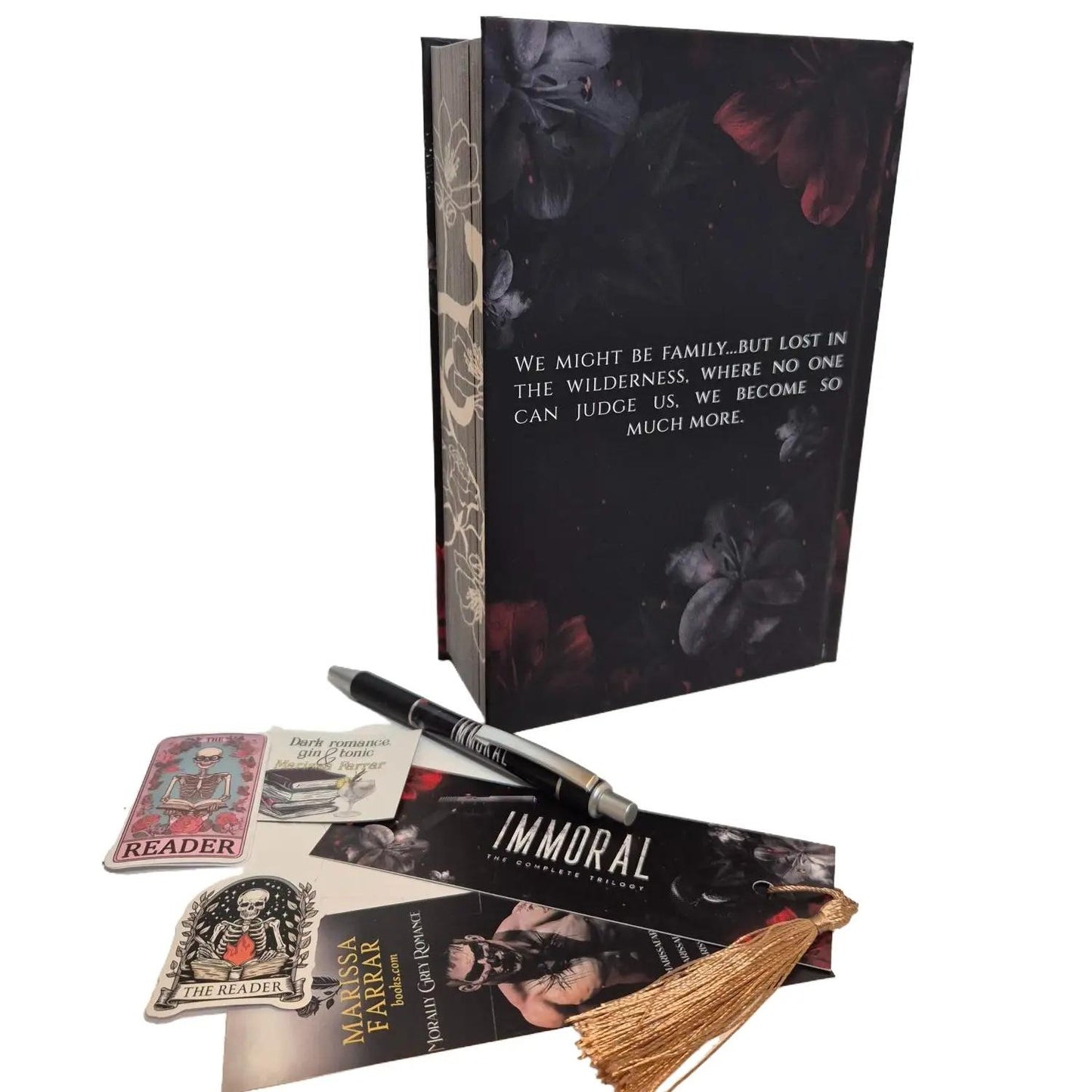 Rear cover of the special edition of Immoral by Marissa Farrar