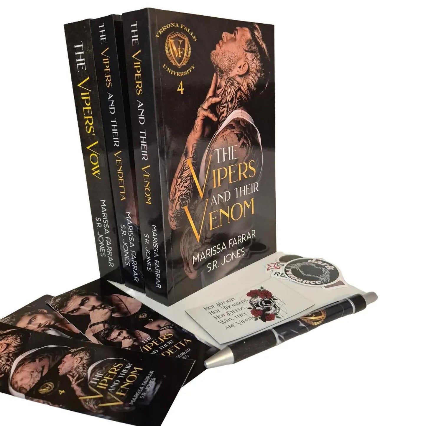 The Verona Falls Paperbacks with swag