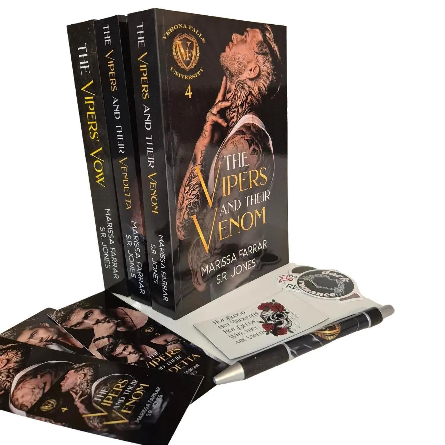 The Verona Falls Paperbacks with swag