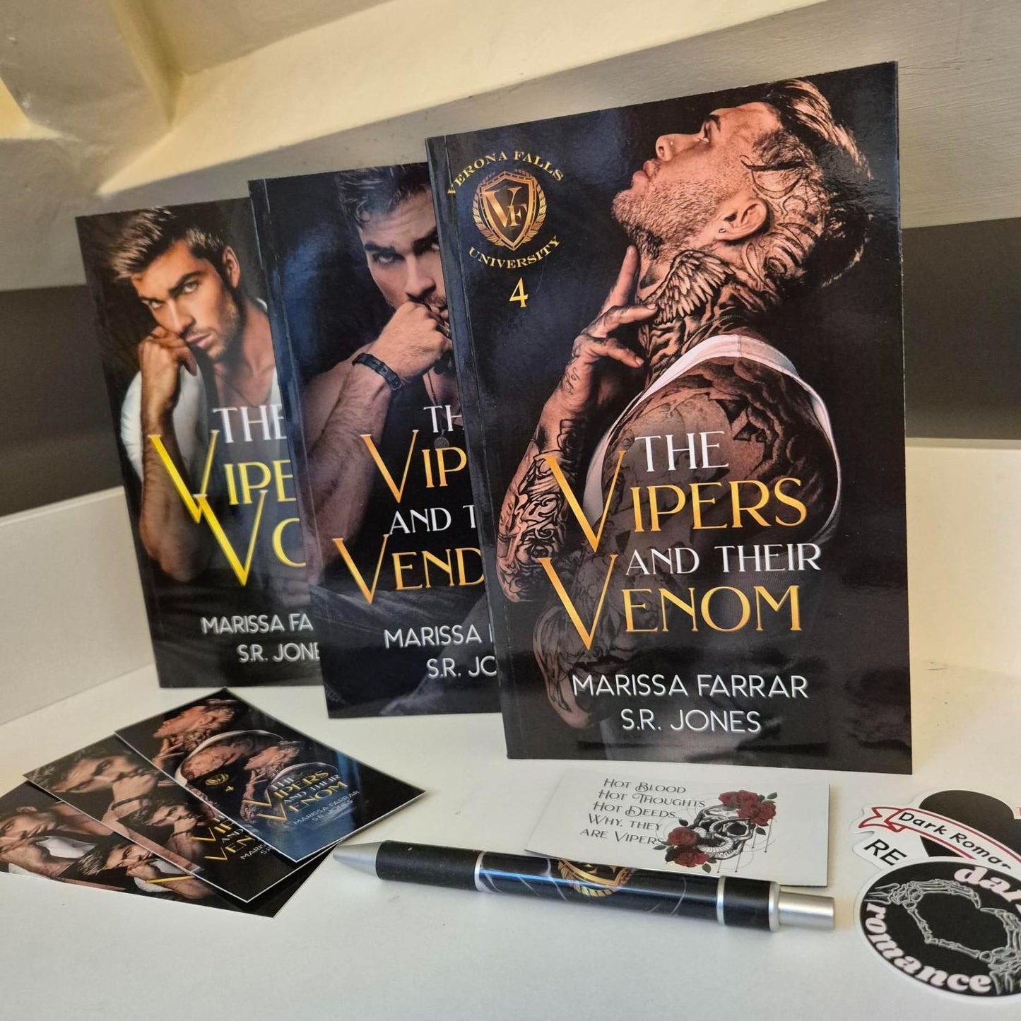 The Verona Falls Vipers Paperbacks with additional swag